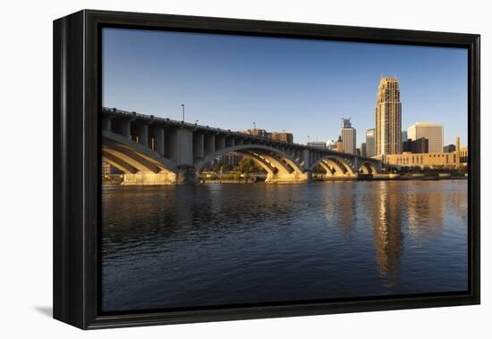 Third Avenue Bridge from Mississippi River at Dawn-Walter Bibikow-Framed Premier Image Canvas