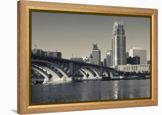 Third Avenue Bridge, Mississippi River, Minneapolis, Minnesota, USA-Walter Bibikow-Framed Premier Image Canvas