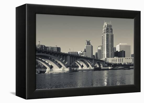 Third Avenue Bridge, Mississippi River, Minneapolis, Minnesota, USA-Walter Bibikow-Framed Premier Image Canvas