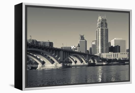 Third Avenue Bridge, Mississippi River, Minneapolis, Minnesota, USA-Walter Bibikow-Framed Premier Image Canvas