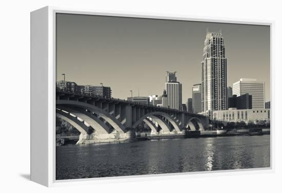 Third Avenue Bridge, Mississippi River, Minneapolis, Minnesota, USA-Walter Bibikow-Framed Premier Image Canvas