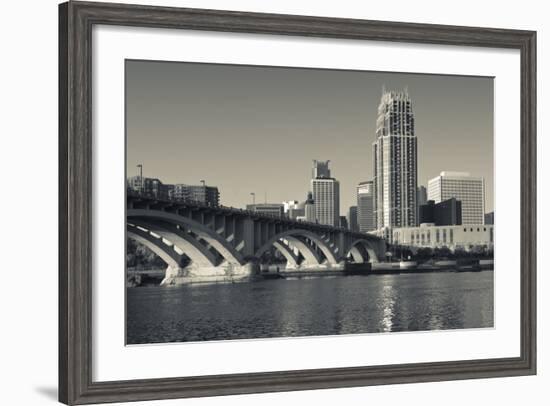 Third Avenue Bridge, Mississippi River, Minneapolis, Minnesota, USA-Walter Bibikow-Framed Photographic Print