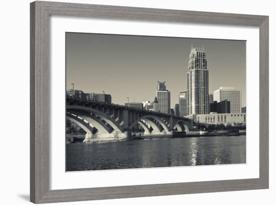 Third Avenue Bridge, Mississippi River, Minneapolis, Minnesota, USA-Walter Bibikow-Framed Photographic Print