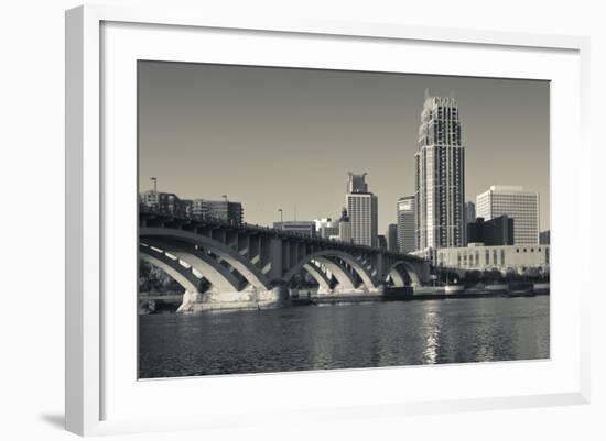 Third Avenue Bridge, Mississippi River, Minneapolis, Minnesota, USA-Walter Bibikow-Framed Photographic Print