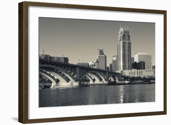 Third Avenue Bridge, Mississippi River, Minneapolis, Minnesota, USA-Walter Bibikow-Framed Photographic Print