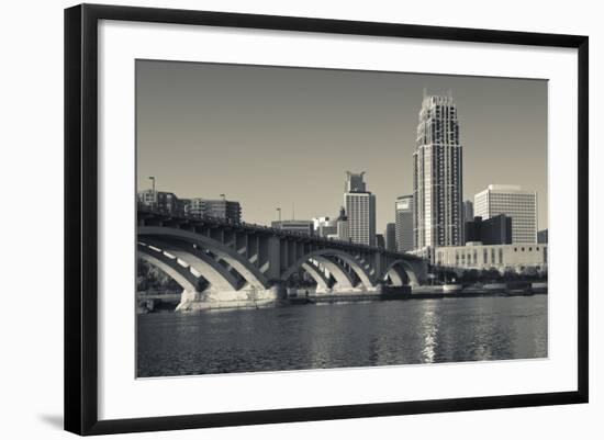 Third Avenue Bridge, Mississippi River, Minneapolis, Minnesota, USA-Walter Bibikow-Framed Photographic Print