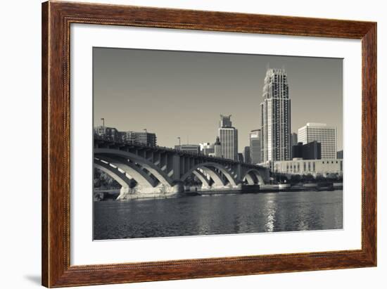 Third Avenue Bridge, Mississippi River, Minneapolis, Minnesota, USA-Walter Bibikow-Framed Photographic Print