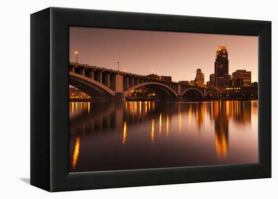 Third Avenue Bridge, Mississippi River, Minneapolis, Minnesota, USA-Walter Bibikow-Framed Premier Image Canvas