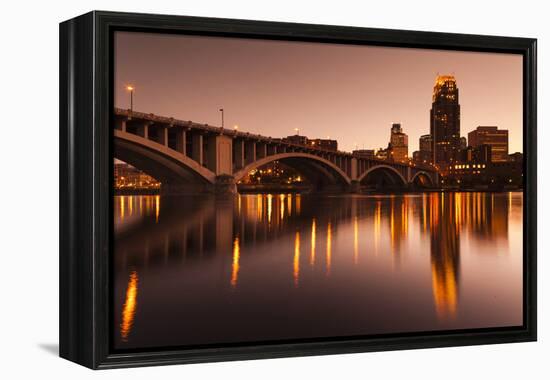 Third Avenue Bridge, Mississippi River, Minneapolis, Minnesota, USA-Walter Bibikow-Framed Premier Image Canvas