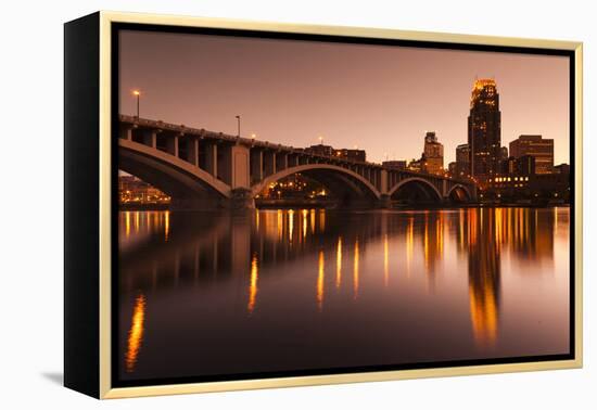 Third Avenue Bridge, Mississippi River, Minneapolis, Minnesota, USA-Walter Bibikow-Framed Premier Image Canvas