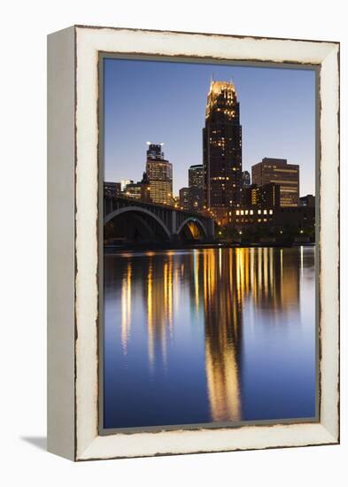 Third Avenue Bridge, Mississippi River, Minneapolis, Minnesota, USA-Walter Bibikow-Framed Premier Image Canvas