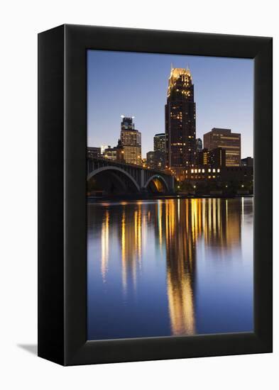 Third Avenue Bridge, Mississippi River, Minneapolis, Minnesota, USA-Walter Bibikow-Framed Premier Image Canvas