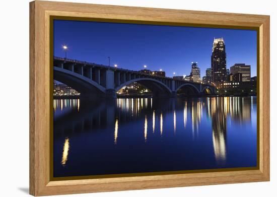 Third Avenue Bridge, Mississippi River, Minneapolis, Minnesota, USA-Walter Bibikow-Framed Premier Image Canvas