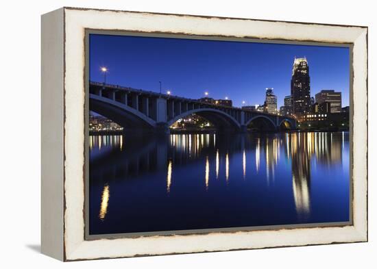 Third Avenue Bridge, Mississippi River, Minneapolis, Minnesota, USA-Walter Bibikow-Framed Premier Image Canvas