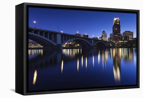 Third Avenue Bridge, Mississippi River, Minneapolis, Minnesota, USA-Walter Bibikow-Framed Premier Image Canvas