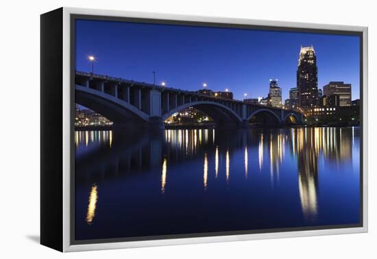 Third Avenue Bridge, Mississippi River, Minneapolis, Minnesota, USA-Walter Bibikow-Framed Premier Image Canvas