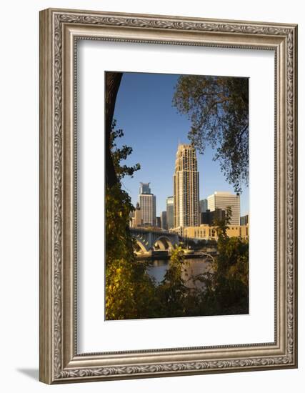 Third Avenue Bridge, Mississippi River, Minneapolis, Minnesota, USA-Walter Bibikow-Framed Photographic Print