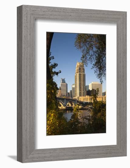 Third Avenue Bridge, Mississippi River, Minneapolis, Minnesota, USA-Walter Bibikow-Framed Photographic Print