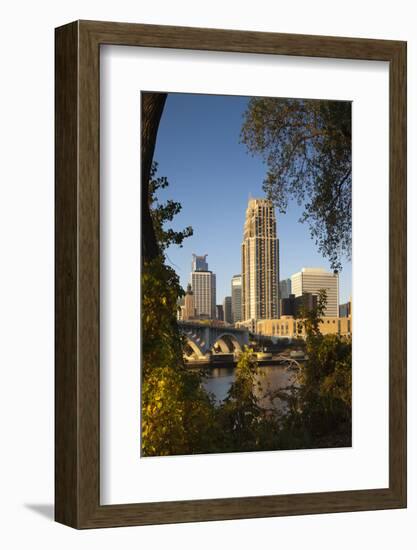 Third Avenue Bridge, Mississippi River, Minneapolis, Minnesota, USA-Walter Bibikow-Framed Photographic Print