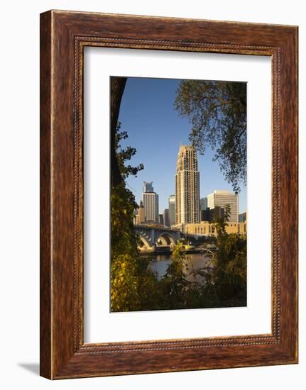 Third Avenue Bridge, Mississippi River, Minneapolis, Minnesota, USA-Walter Bibikow-Framed Photographic Print