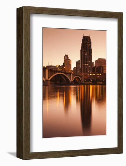 Third Avenue Bridge, Mississippi River, Minneapolis, Minnesota, USA-Walter Bibikow-Framed Photographic Print