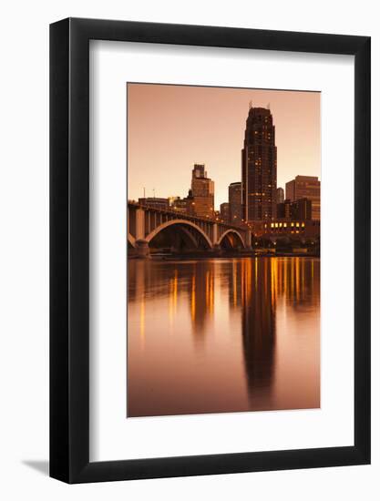 Third Avenue Bridge, Mississippi River, Minneapolis, Minnesota, USA-Walter Bibikow-Framed Photographic Print