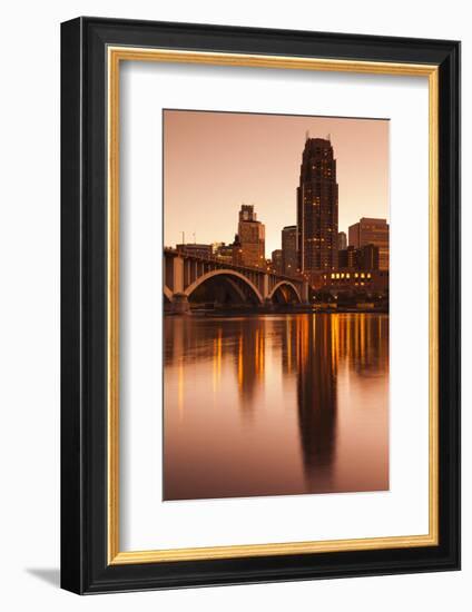 Third Avenue Bridge, Mississippi River, Minneapolis, Minnesota, USA-Walter Bibikow-Framed Photographic Print