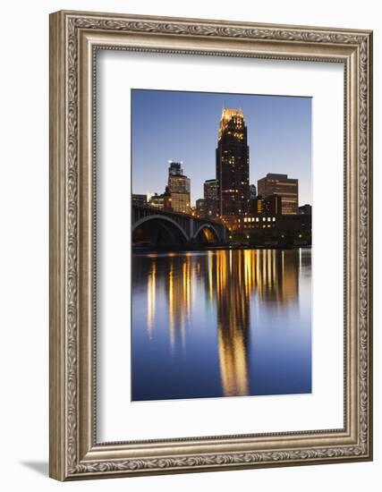 Third Avenue Bridge, Mississippi River, Minneapolis, Minnesota, USA-Walter Bibikow-Framed Photographic Print