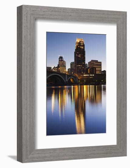 Third Avenue Bridge, Mississippi River, Minneapolis, Minnesota, USA-Walter Bibikow-Framed Photographic Print