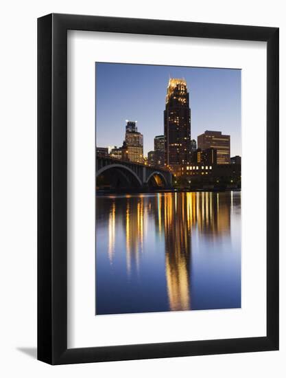 Third Avenue Bridge, Mississippi River, Minneapolis, Minnesota, USA-Walter Bibikow-Framed Photographic Print