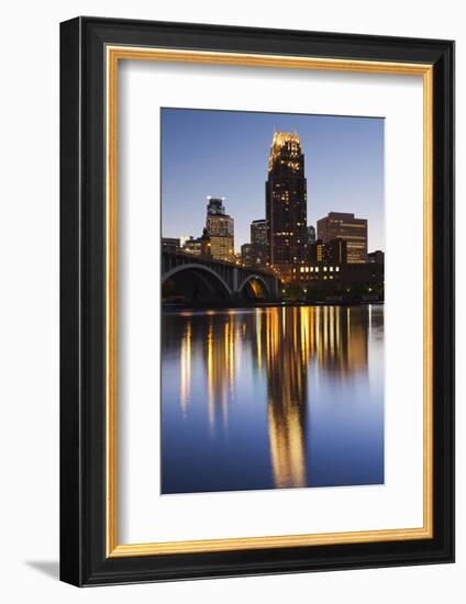 Third Avenue Bridge, Mississippi River, Minneapolis, Minnesota, USA-Walter Bibikow-Framed Photographic Print