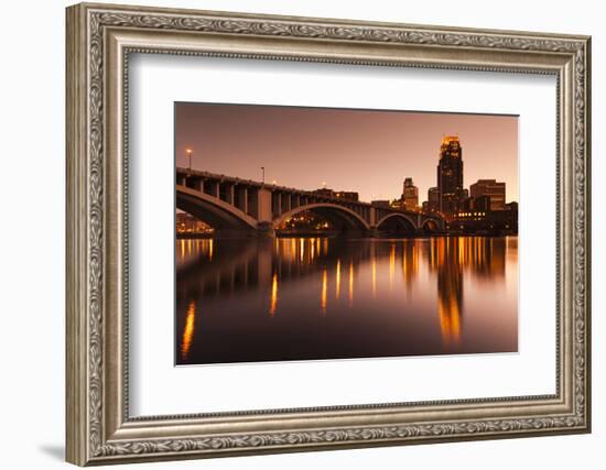 Third Avenue Bridge, Mississippi River, Minneapolis, Minnesota, USA-Walter Bibikow-Framed Photographic Print