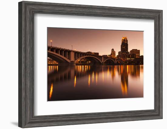 Third Avenue Bridge, Mississippi River, Minneapolis, Minnesota, USA-Walter Bibikow-Framed Photographic Print