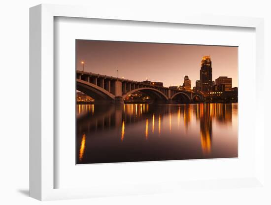 Third Avenue Bridge, Mississippi River, Minneapolis, Minnesota, USA-Walter Bibikow-Framed Photographic Print