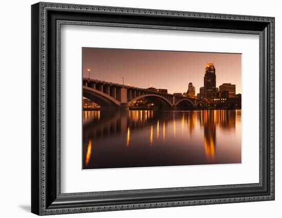 Third Avenue Bridge, Mississippi River, Minneapolis, Minnesota, USA-Walter Bibikow-Framed Photographic Print