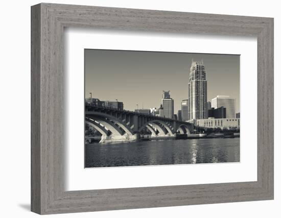 Third Avenue Bridge, Mississippi River, Minneapolis, Minnesota, USA-Walter Bibikow-Framed Photographic Print