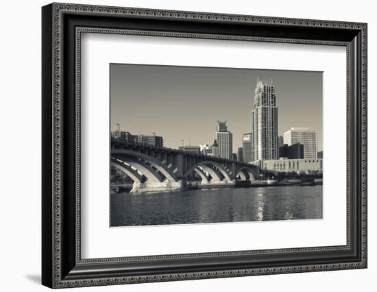 Third Avenue Bridge, Mississippi River, Minneapolis, Minnesota, USA-Walter Bibikow-Framed Photographic Print