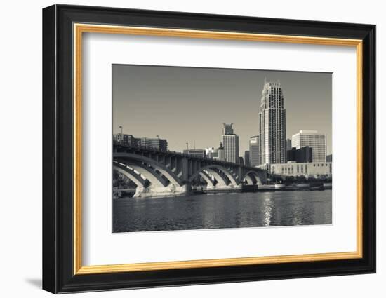 Third Avenue Bridge, Mississippi River, Minneapolis, Minnesota, USA-Walter Bibikow-Framed Photographic Print