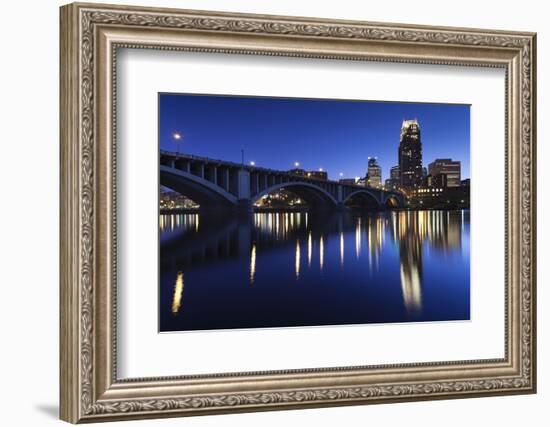 Third Avenue Bridge, Mississippi River, Minneapolis, Minnesota, USA-Walter Bibikow-Framed Photographic Print