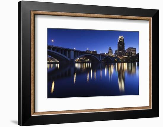 Third Avenue Bridge, Mississippi River, Minneapolis, Minnesota, USA-Walter Bibikow-Framed Photographic Print