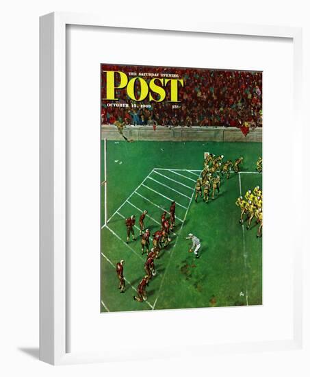 "Third Down, Goal to Go," Saturday Evening Post Cover, October 15, 1949-Thornton Utz-Framed Giclee Print