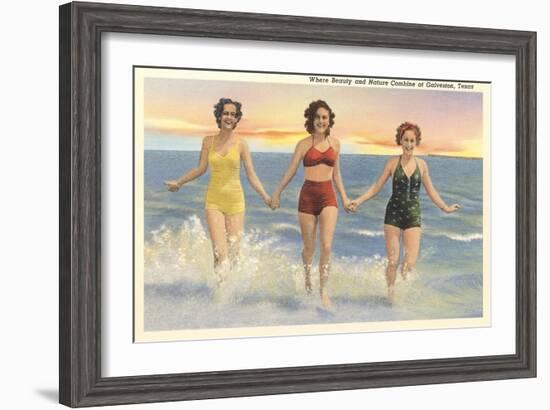 Thirties Bathing Beauties, Galveston-null-Framed Art Print