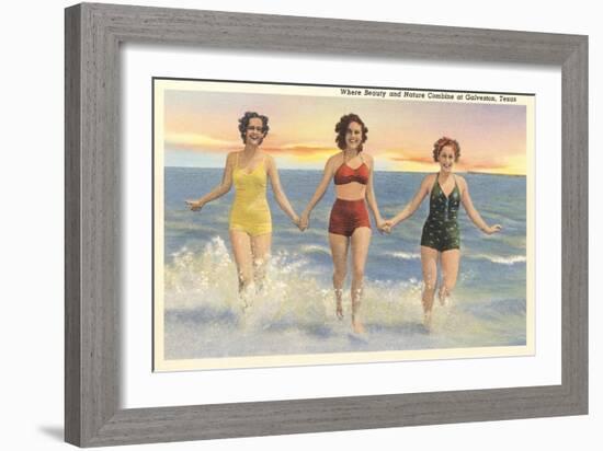 Thirties Bathing Beauties, Galveston-null-Framed Art Print