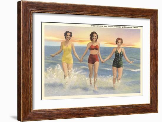 Thirties Bathing Beauties, Galveston-null-Framed Art Print