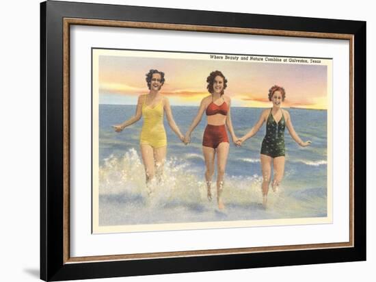 Thirties Bathing Beauties, Galveston-null-Framed Art Print