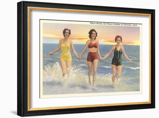 Thirties Bathing Beauties, Galveston-null-Framed Art Print