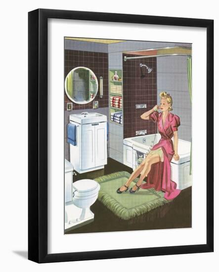 Thirties Bathroom Cheesecake-null-Framed Art Print