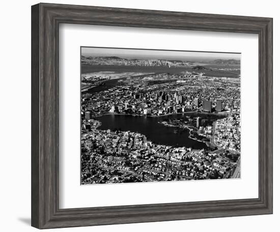 This Aerial View Shows the City of Oakland, Calif., in the Foreground-null-Framed Photographic Print