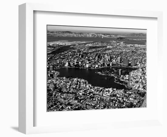 This Aerial View Shows the City of Oakland, Calif., in the Foreground-null-Framed Photographic Print