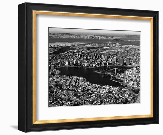 This Aerial View Shows the City of Oakland, Calif., in the Foreground-null-Framed Photographic Print